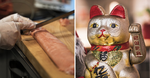 Sushi och maneki-nekokatt